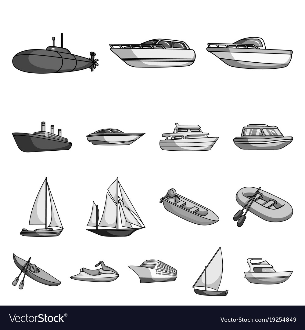 Wasser- und Seeverkehr monochrome Icons im Set