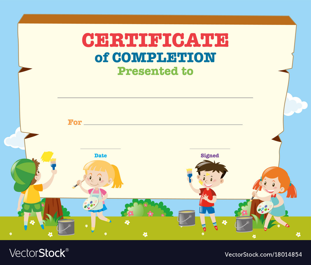 certificate-template-with-happy-children-vector-image