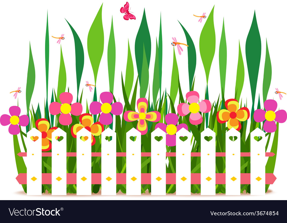 Fence with spring flowers