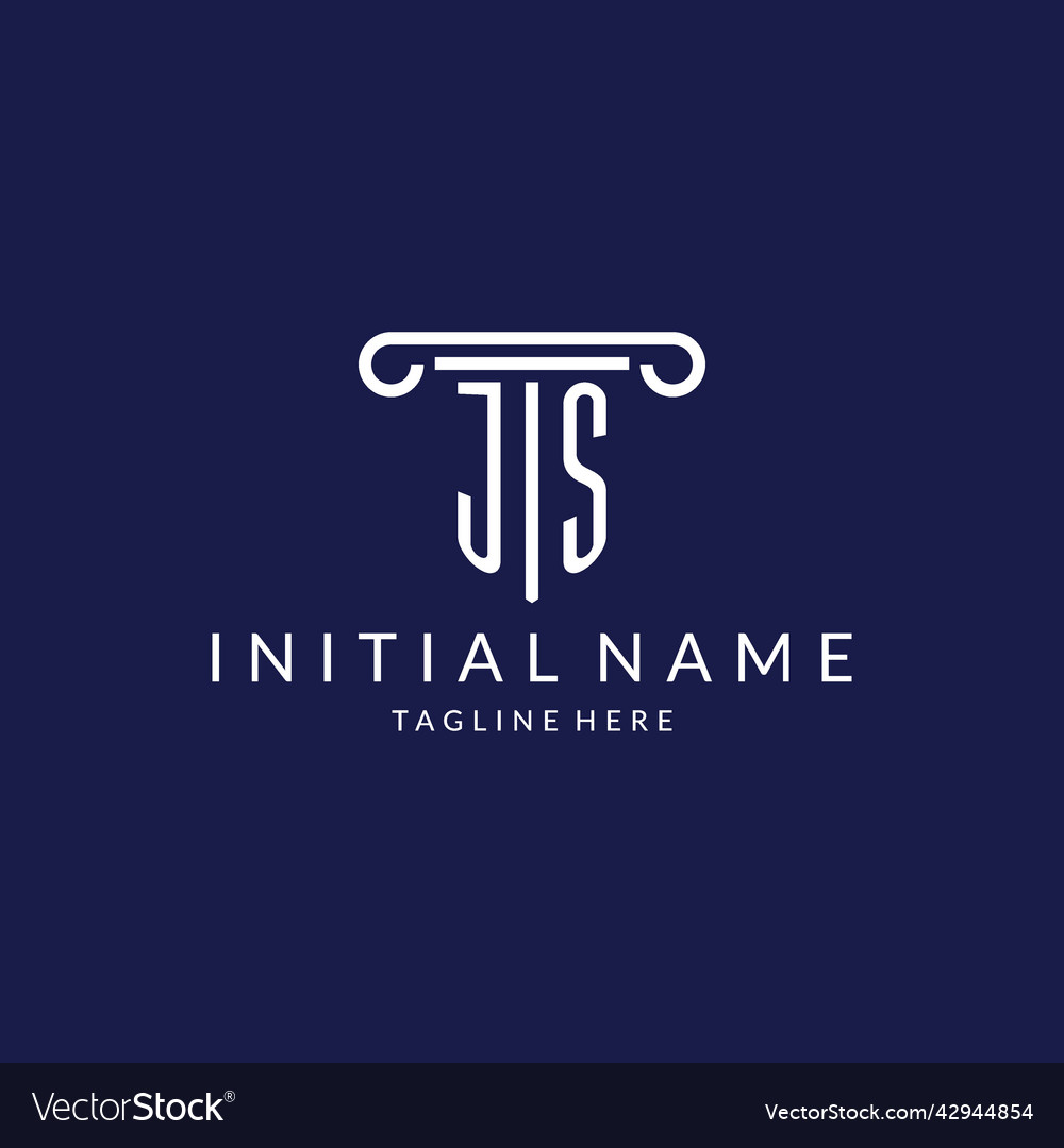 Js logo monogram with pillar shape designs