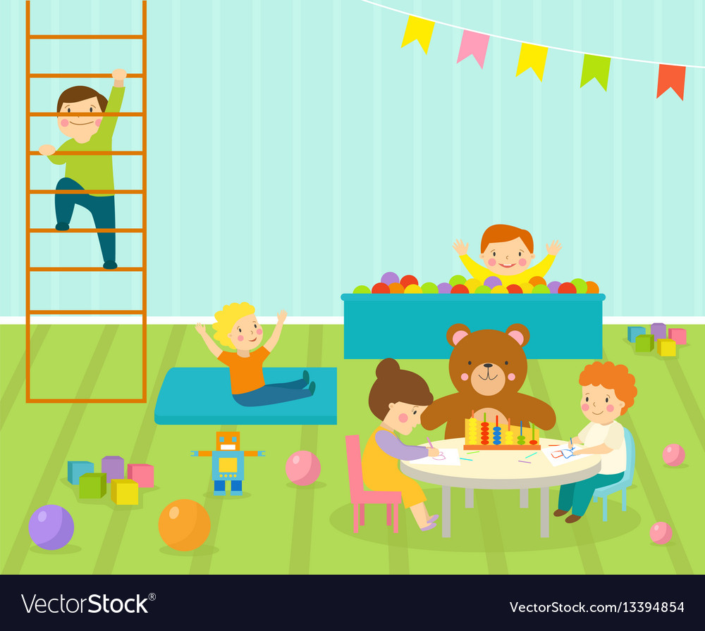Kids Playroom With Light Furniture Decor Vector Image