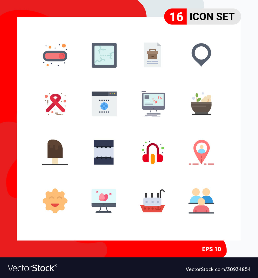 Pack 16 modern flat colors signs and symbols