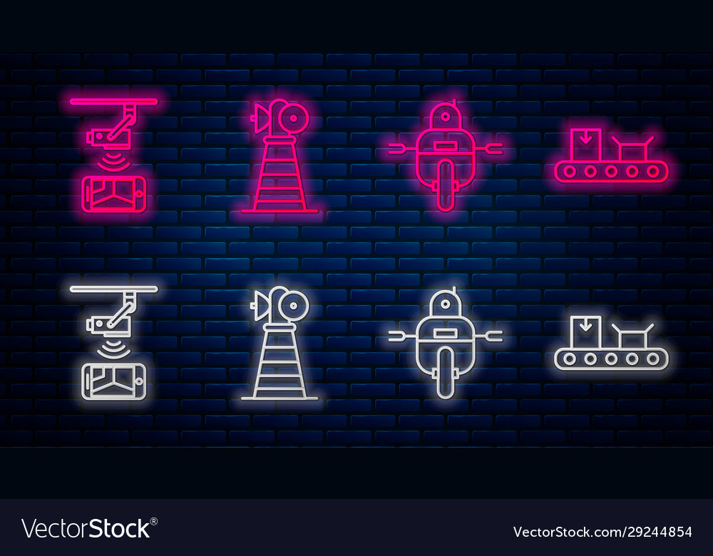 Set line antenna robot wireless controlling cctv Vector Image