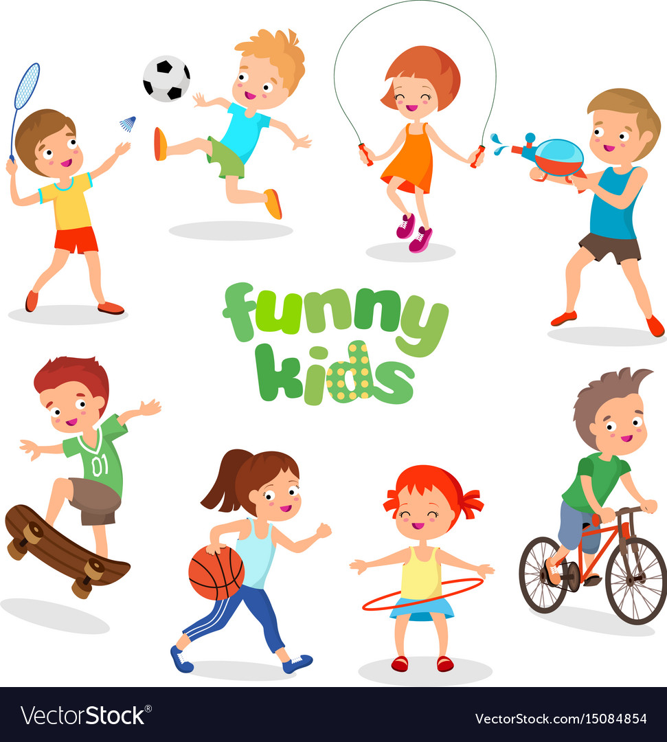 Cute little children playing different sports Vector Image