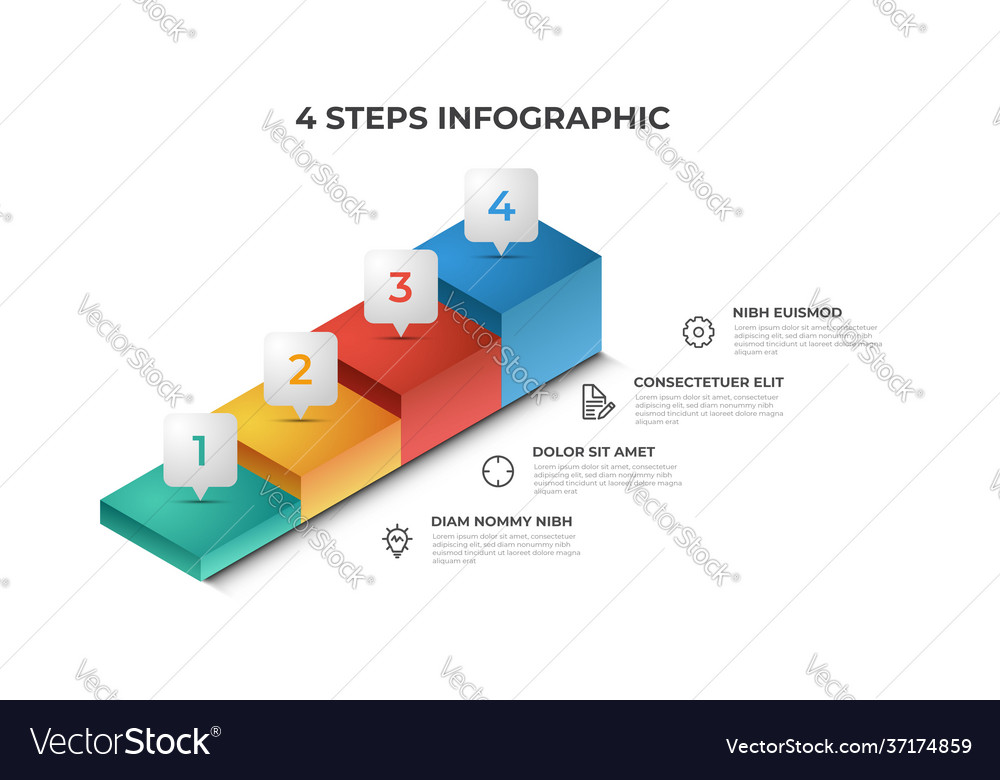 4 stairs steps infographic element template Vector Image