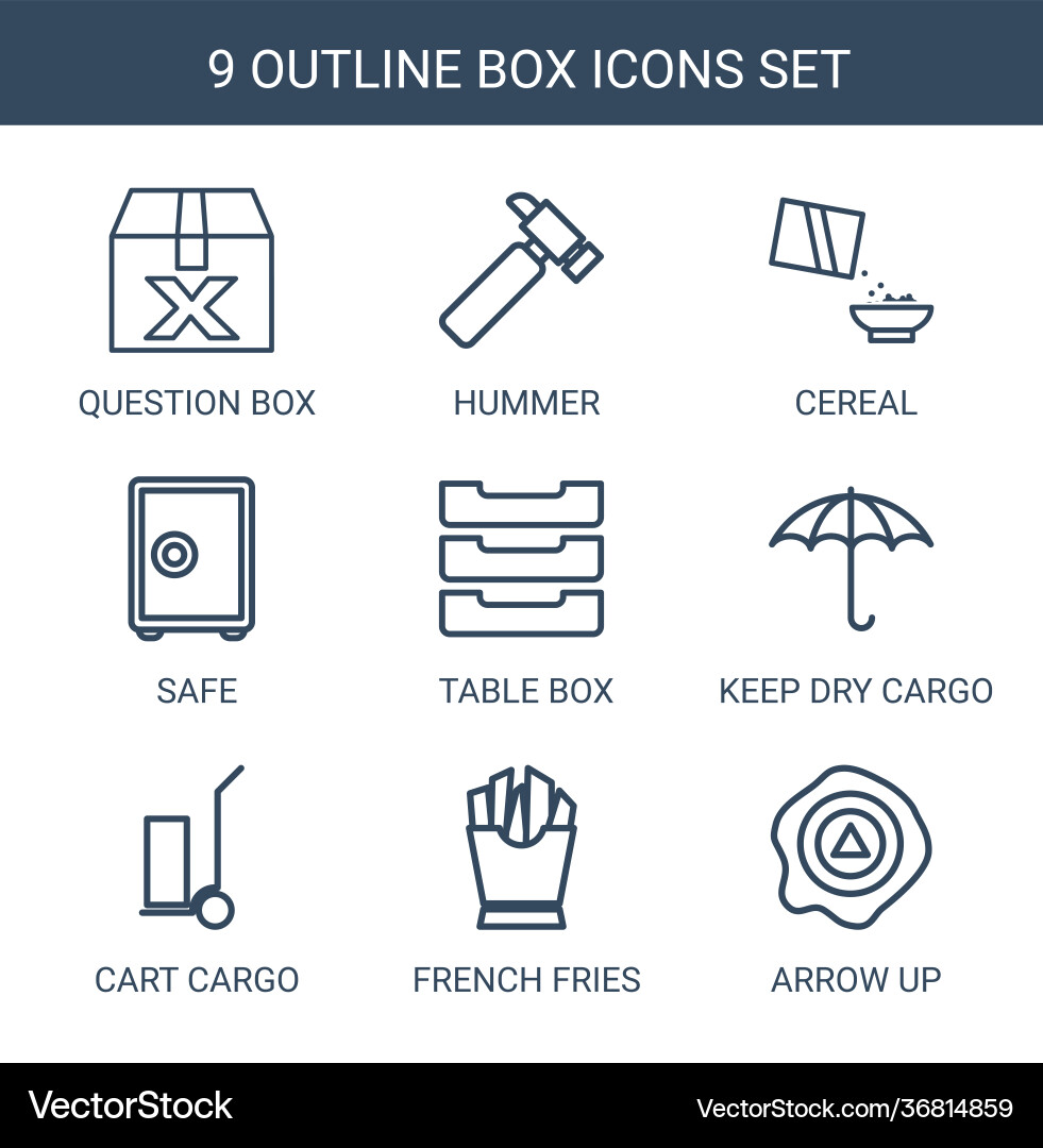 9 box icons Royalty Free Vector Image - VectorStock