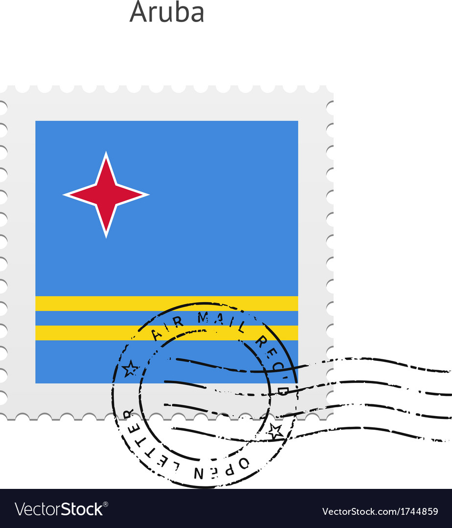 Aruba flag postage stamp