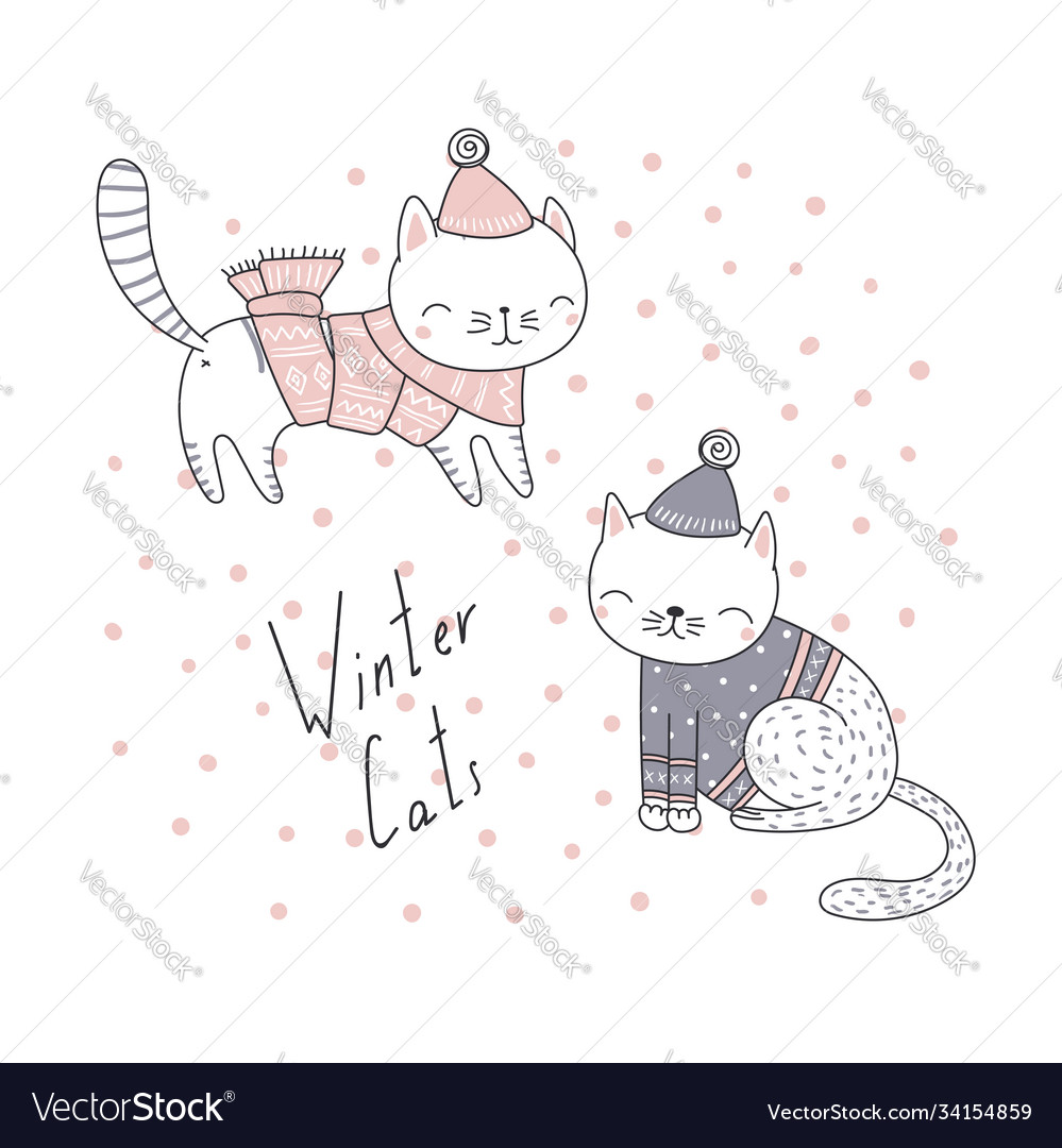 Cute christmas cats greeting card