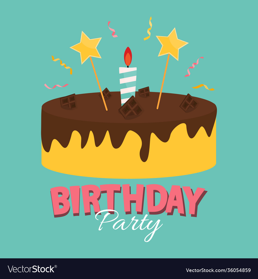 Cute happy birthday background with cake icon Vector Image