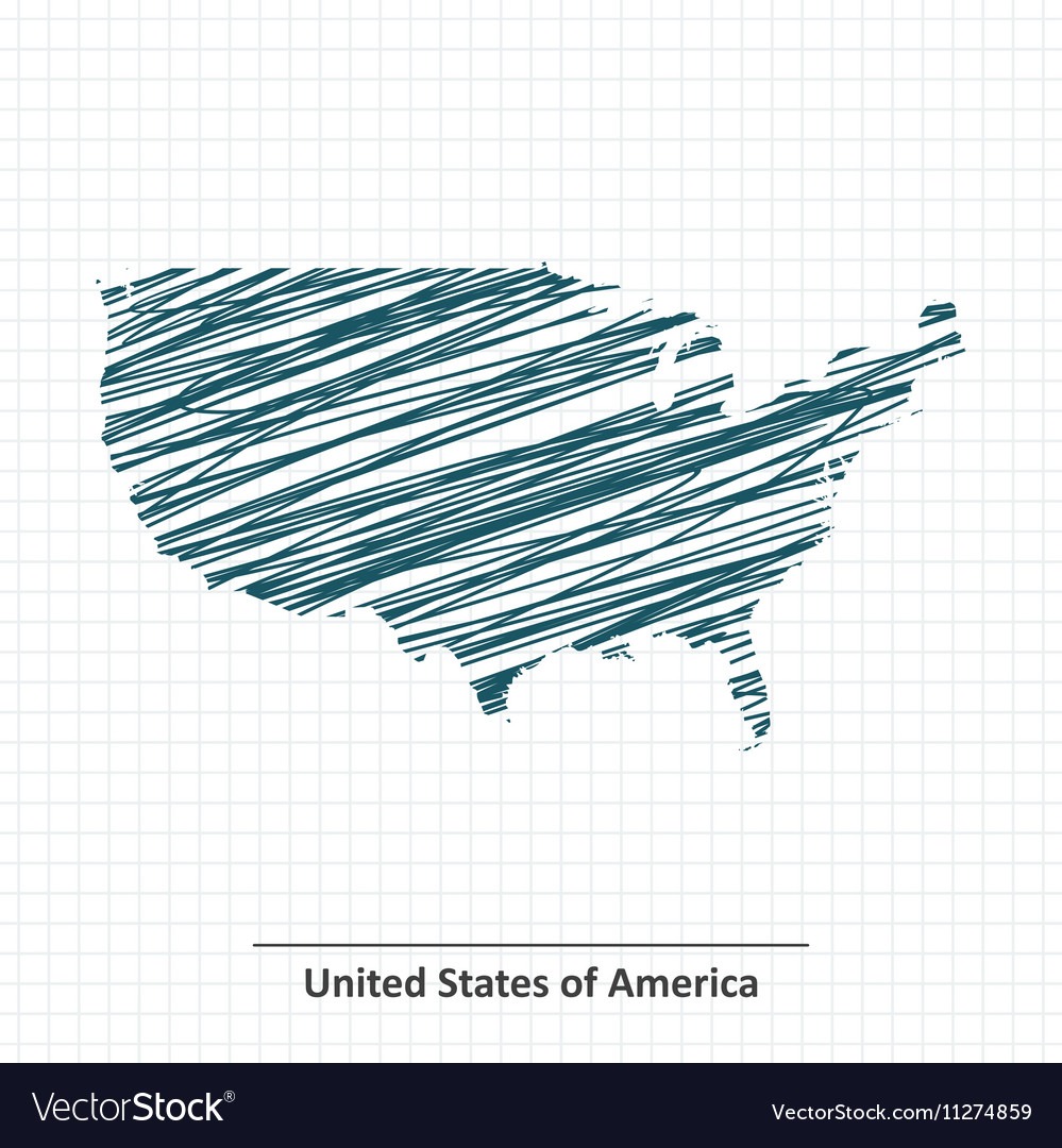 Doodle sketch of united states america map Vector Image