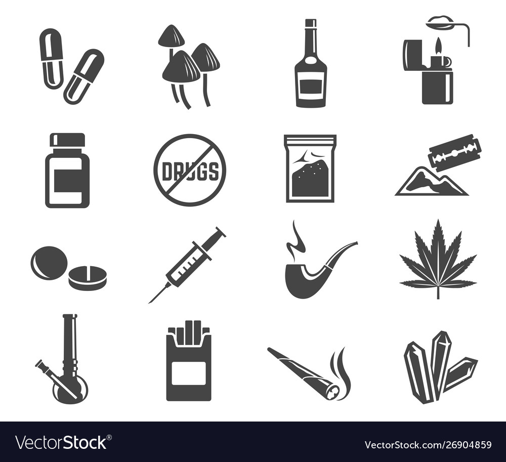 Drugs glyph icons set isolated on white background