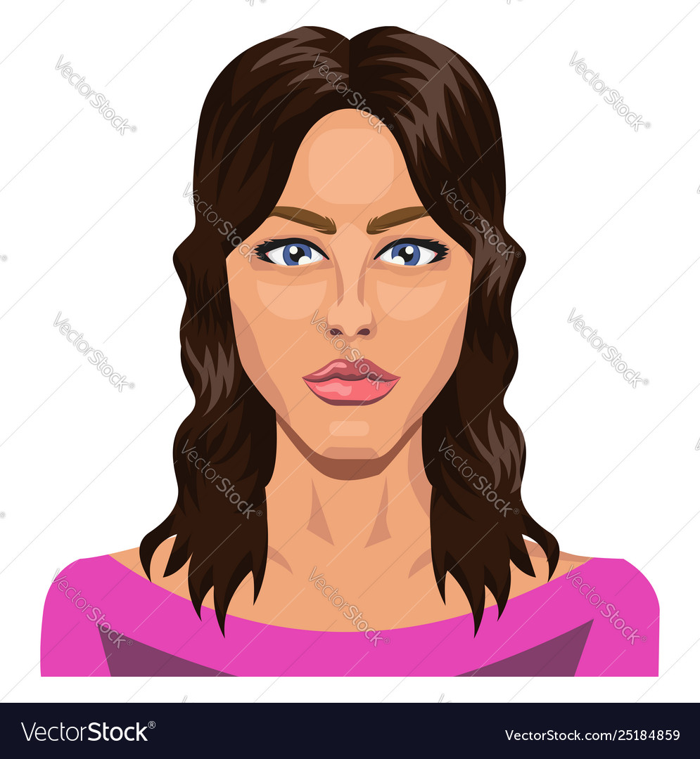 Handsome Girl With Blue Eyes And Long Hair On Vector Image