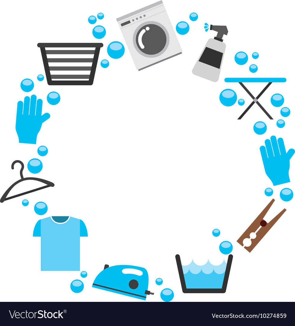 Laundry set icons isolated