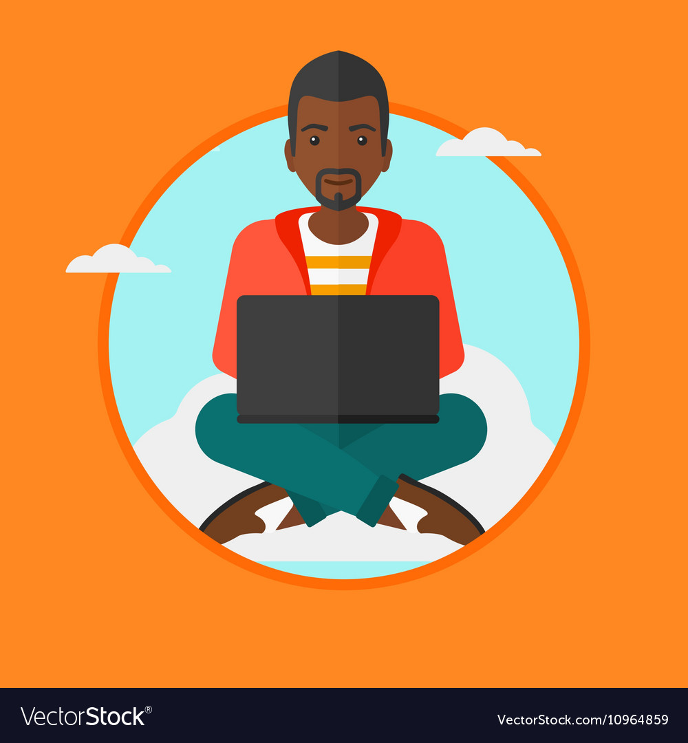 Man using cloud computing technology