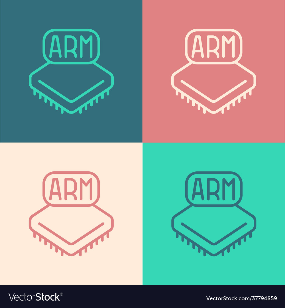 Pop art line processor icon isolated on color vector image Pop art line processor icon isolated on color