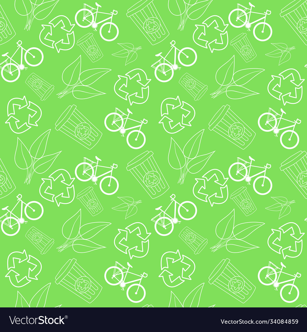 Seamless pattern recycle sign bicycle waste