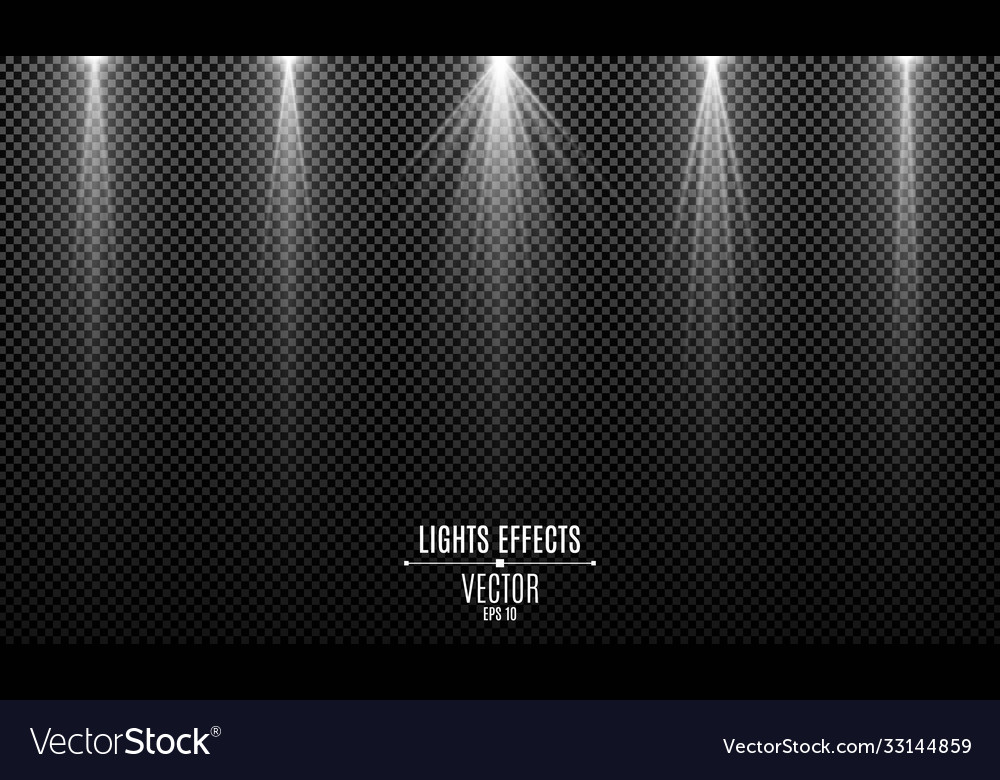 Set white lights effects isolated on a dark