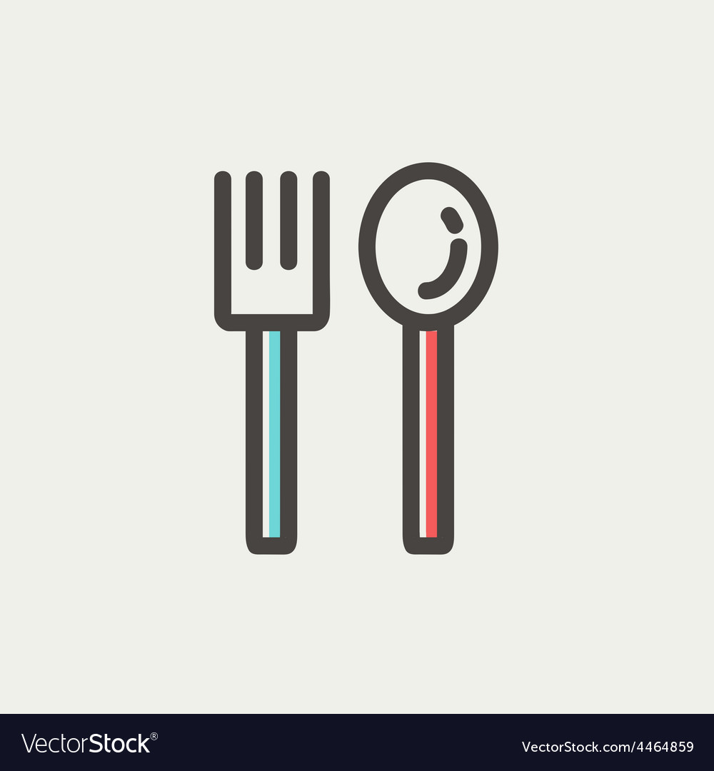 Spoon and fork thin line icon