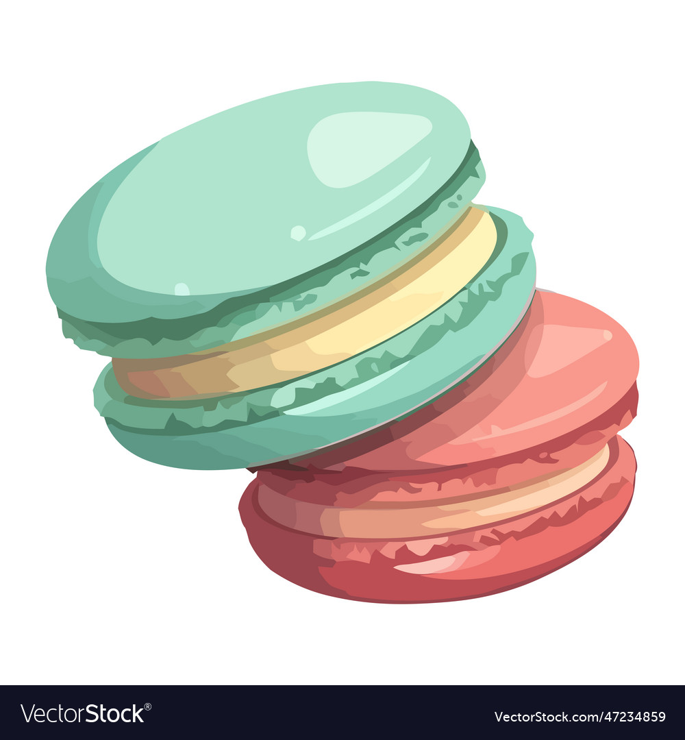 Sweet macaroon stack white backdrop Royalty Free Vector