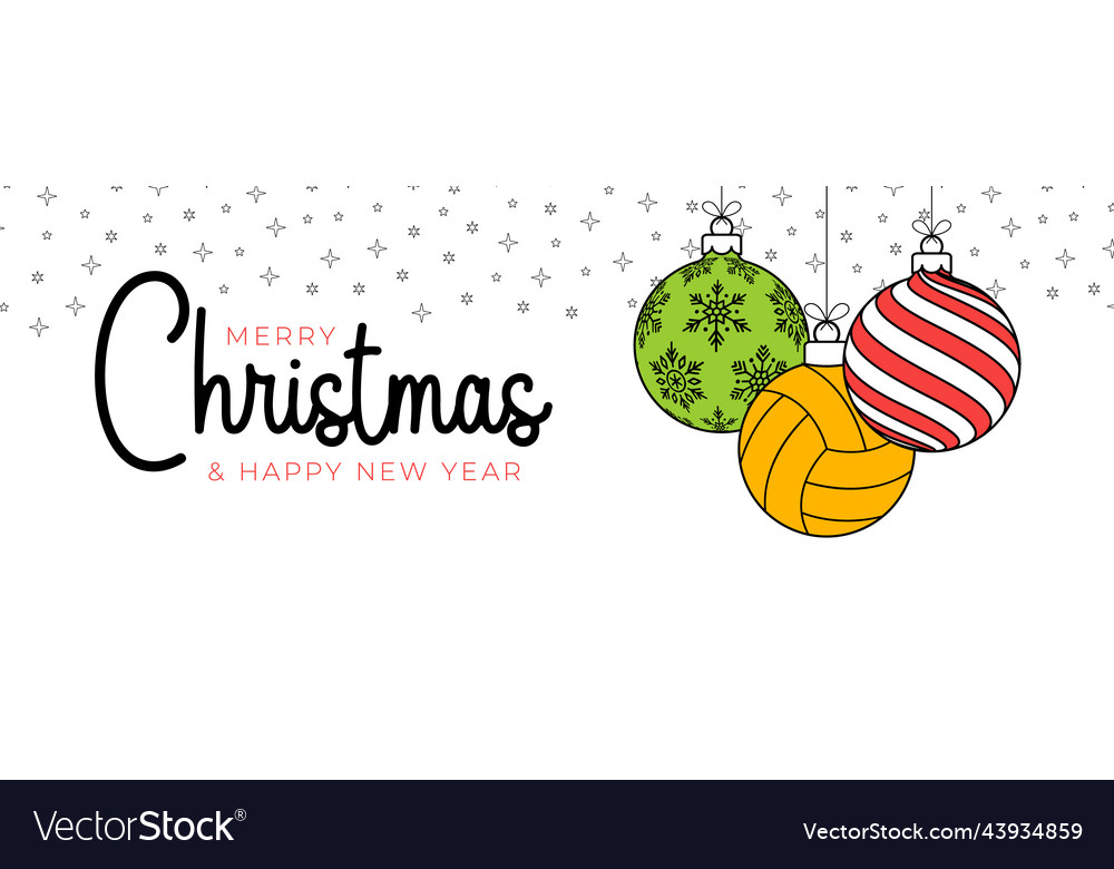 Volleyball christmas greeting card in trendy line