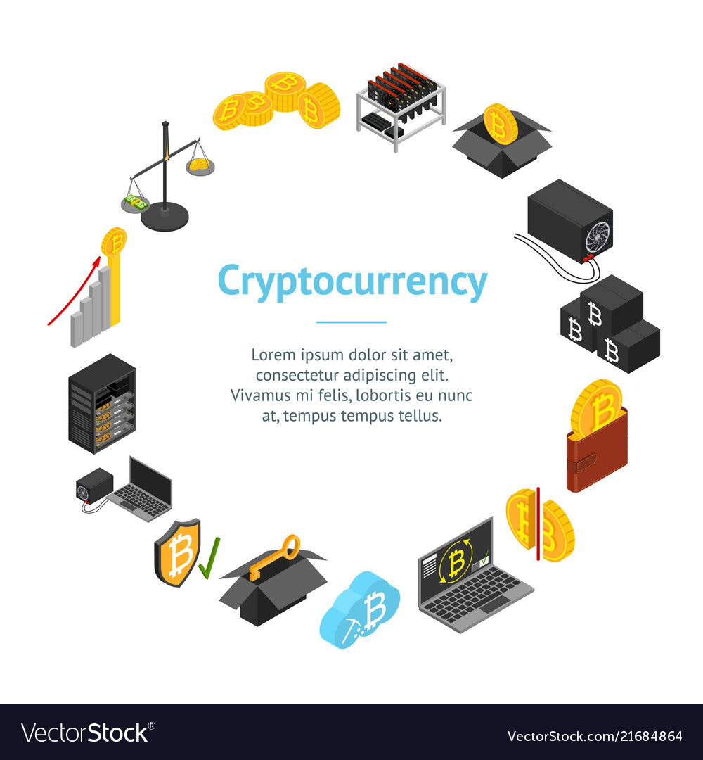 Cryptocurrency Mining Blockchain Banner Card Vector Image