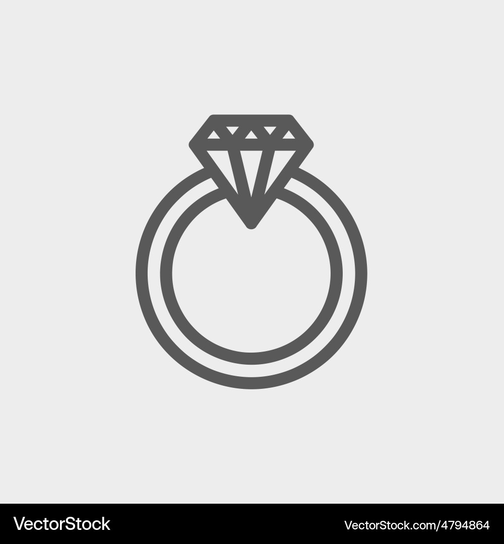 Diamond ring thin line icon Royalty Free Vector Image