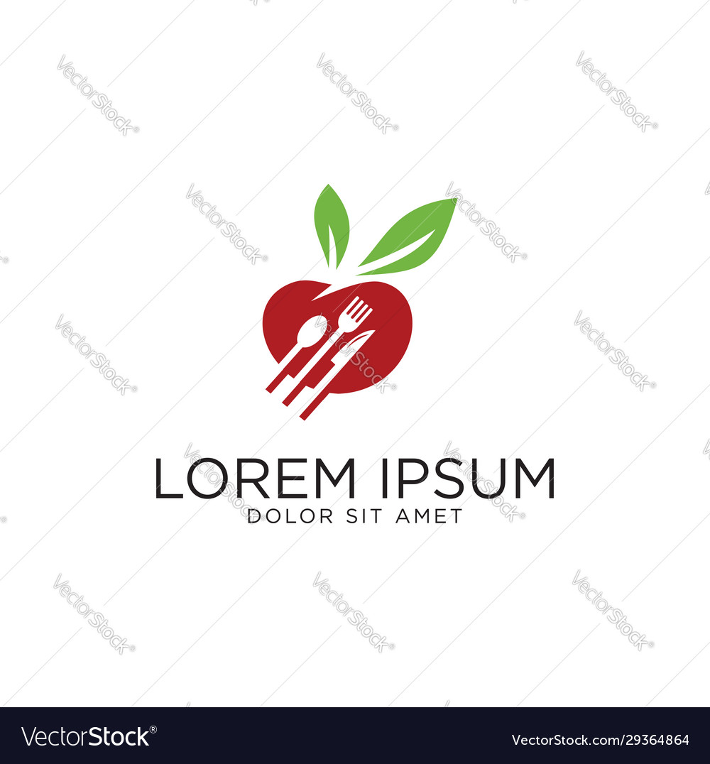 Eat fruits logo design apple cutlery