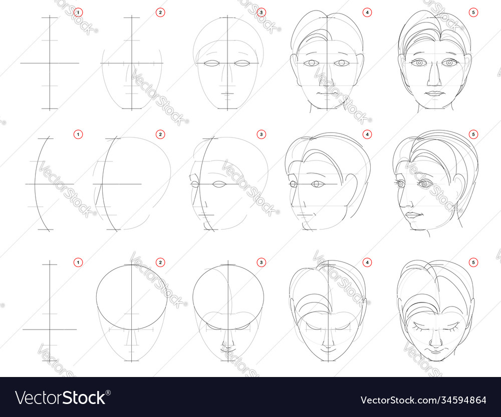 how to draw a human head step by step