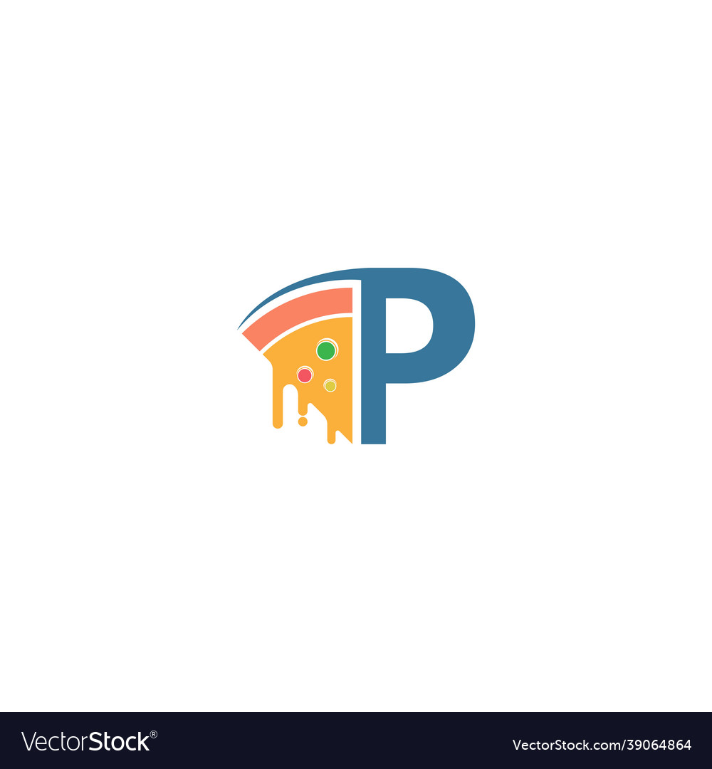 Letter p with pizza icon logo Royalty Free Vector Image