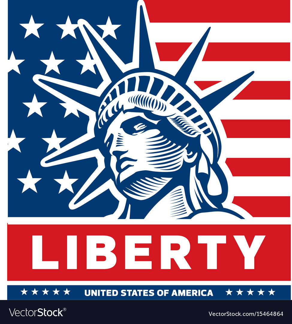 Liberty statu nyc symbol usa flag Royalty Free Vector Image