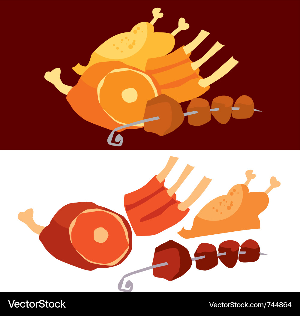 Meat set Royalty Free Vector Image - VectorStock