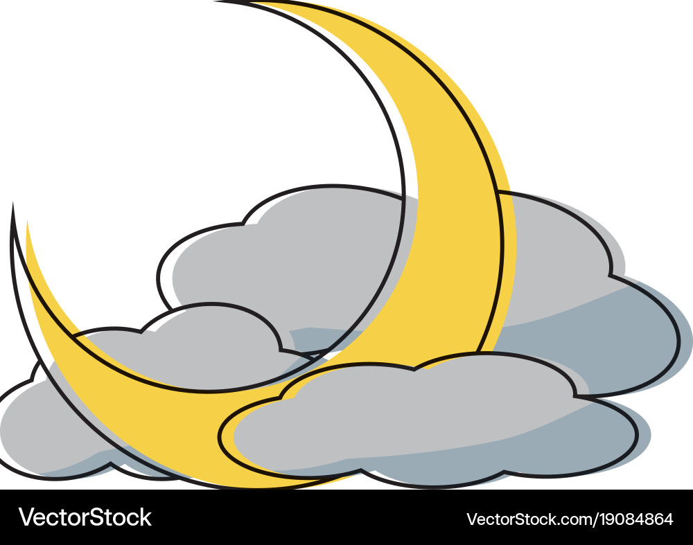 Moon and clouds icon Royalty Free Vector Image