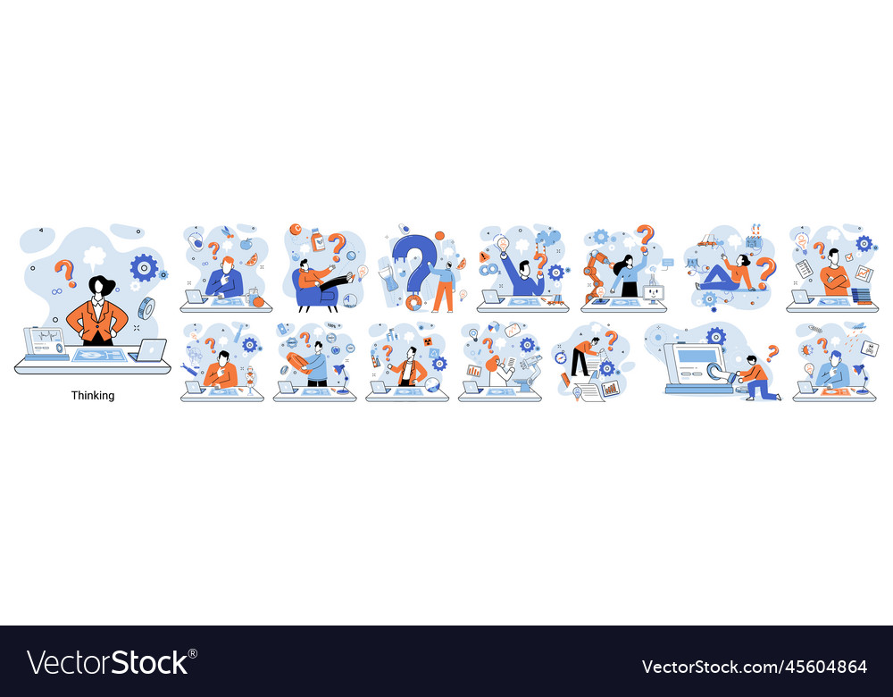 Problem solving concept man wondering or thinking vector image Problem solving concept man wondering or thinking