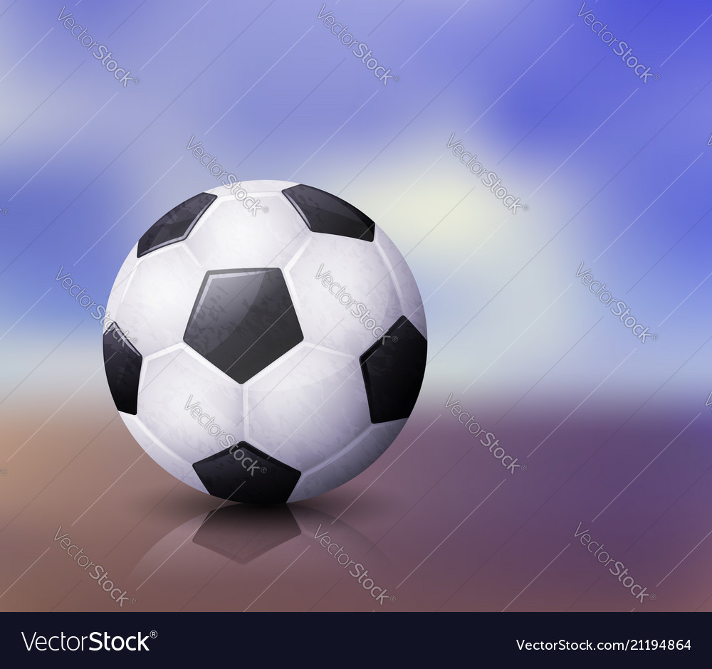 Realistic soccer ball with reflection on abstract