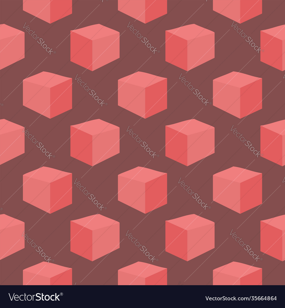 Red cubesseamless pattern on brown background