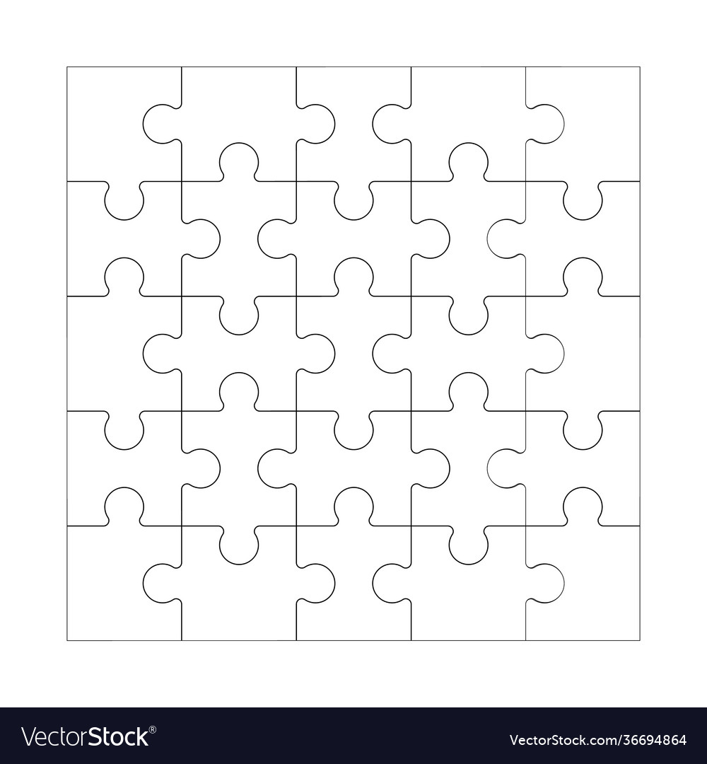 Square maze grid template jigsaw puzzle 25 pieces Vector Image