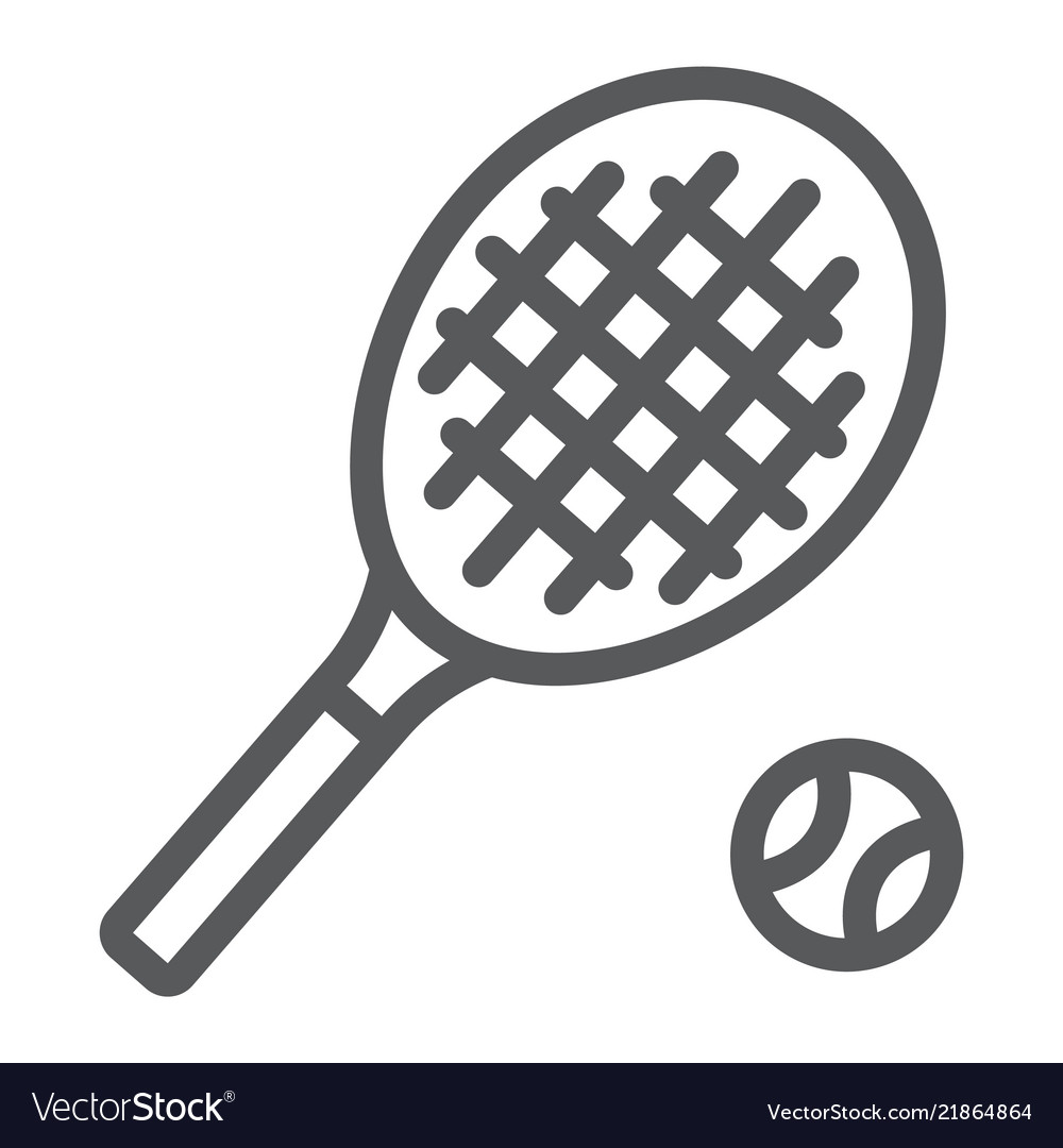 Tennis line icon game and sport racket sign