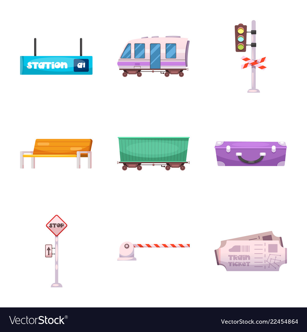 Train and station icon set