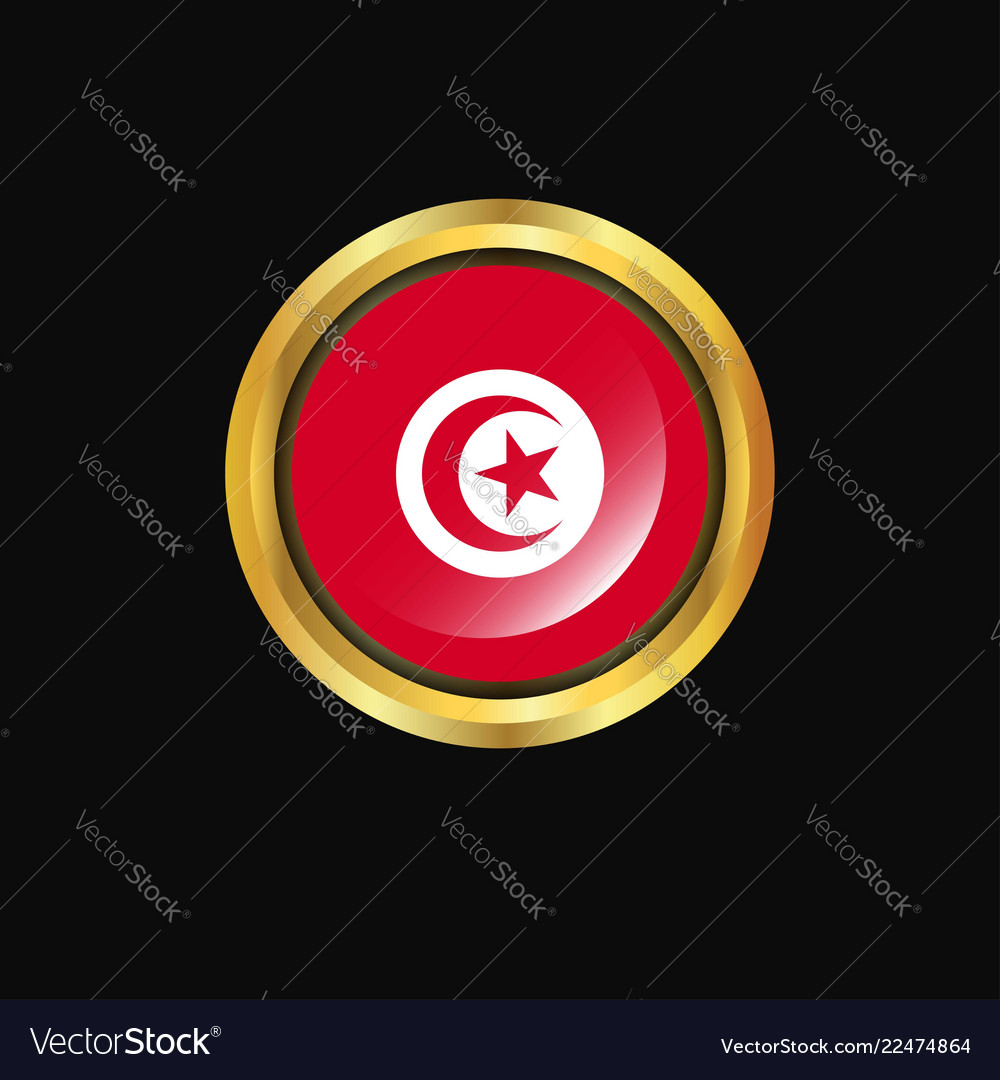 Tunisia flag golden button