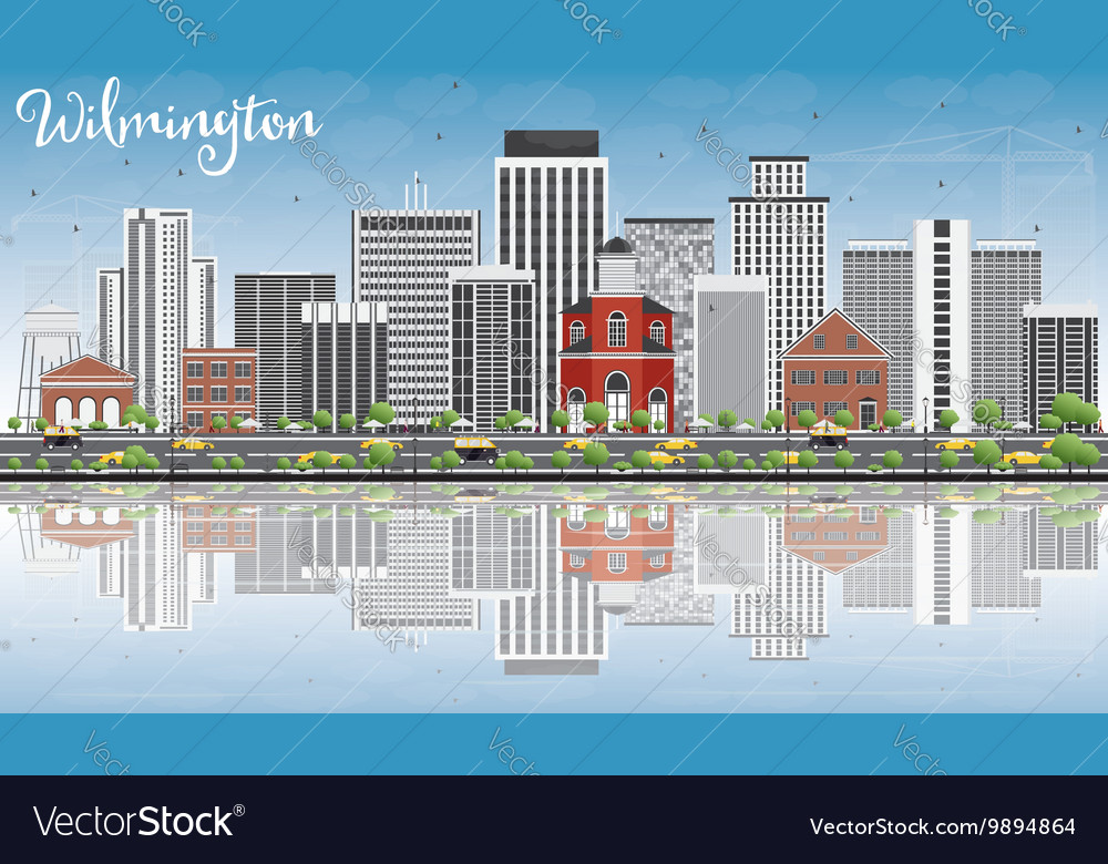 Wilmington Skyline with Gray Buildings Royalty Free Vector