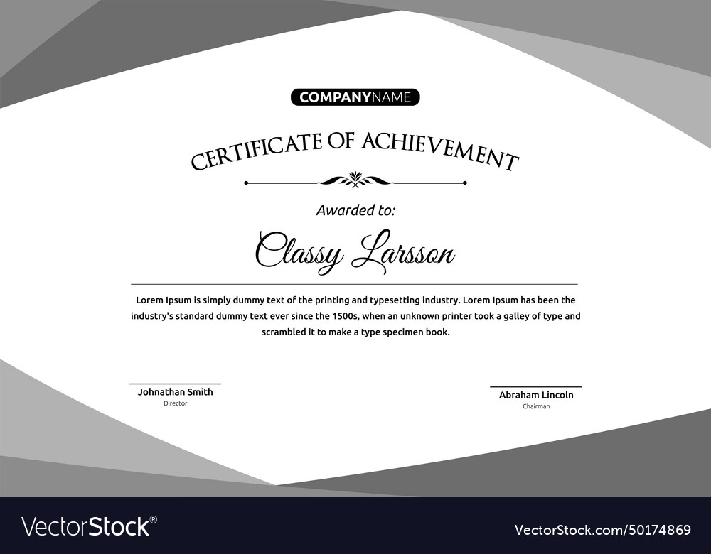 Achievement certificate design with modern Vector Image