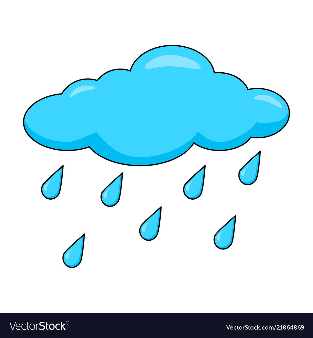 Cartoon cloud with rain drops isolated on white Vector Image