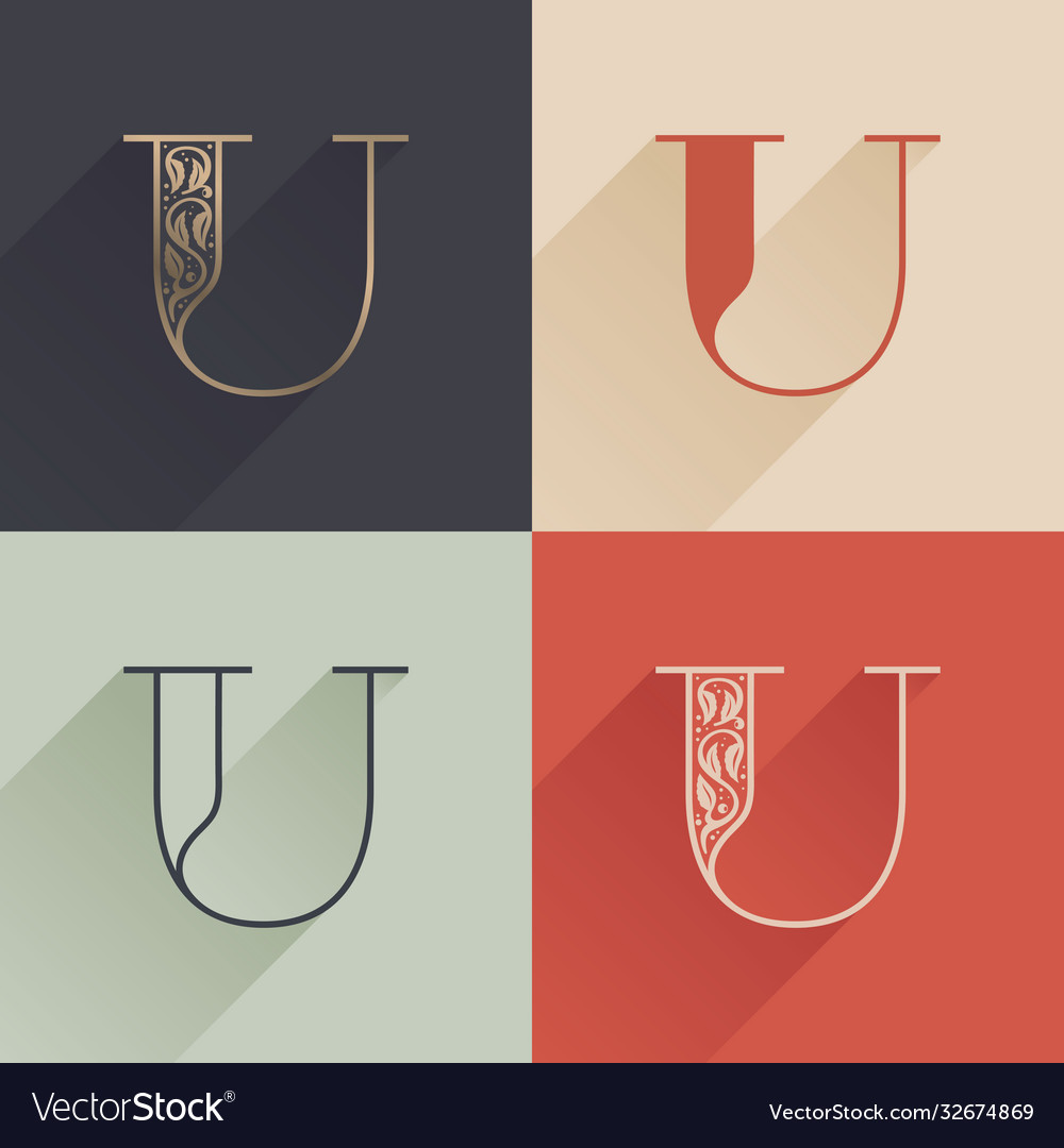 Classic u letter logo with premium decoration