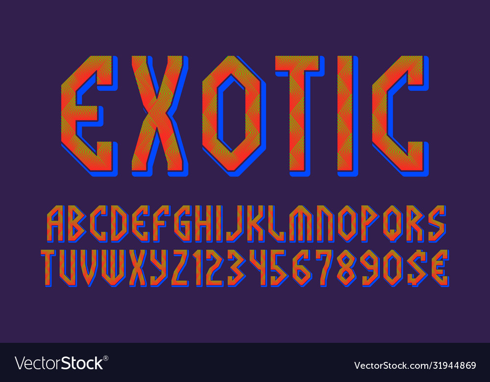 Exotic letters and numbers with currency signs vector image Exotic letters and numbers with currency signs