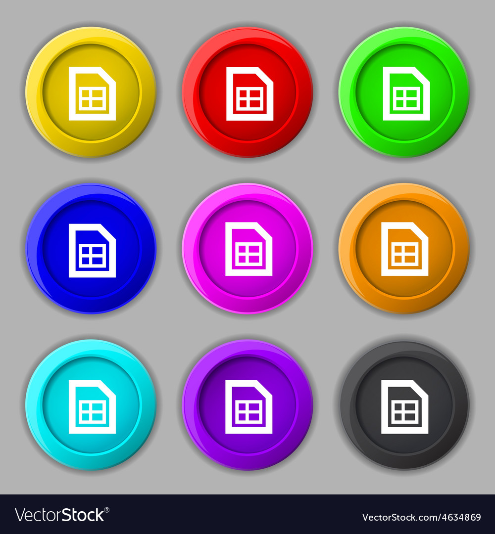 File document icon sign symbol on nine round