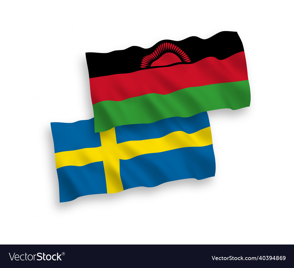 Flags of sweden and malawi on a white background