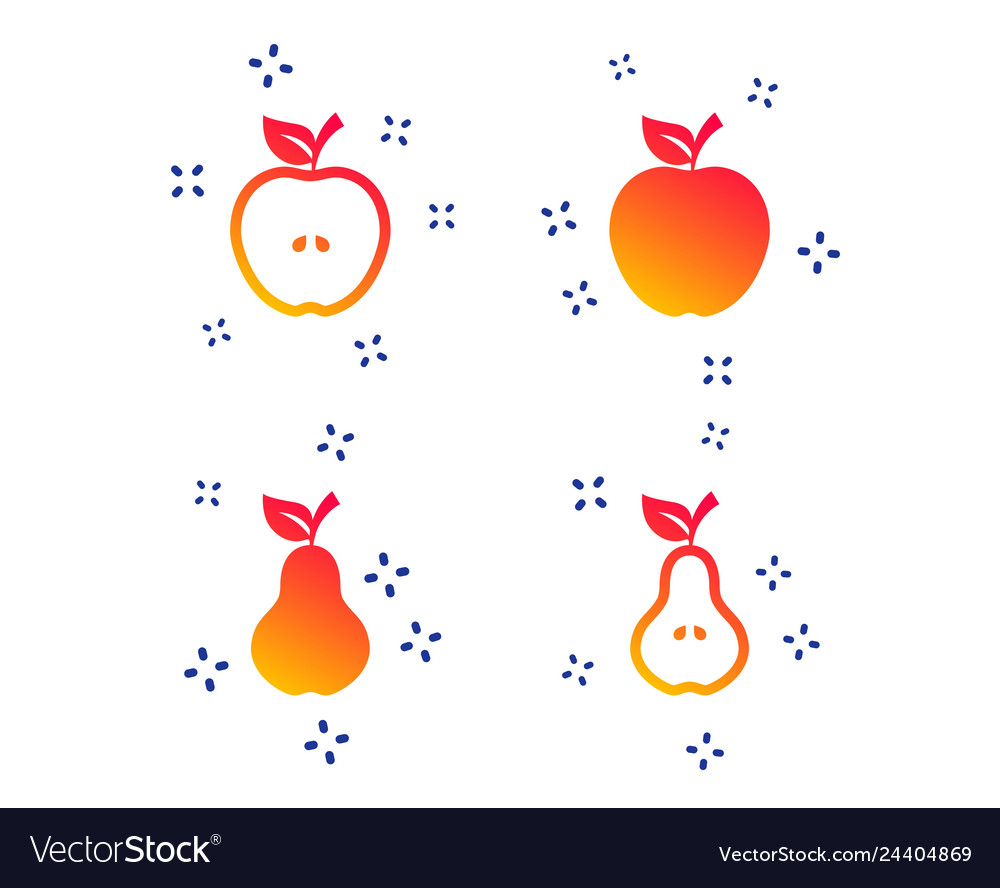 Früchte mit Blattsymbolen Apfel und Birne vector image Früchte mit Blattsymbolen Apfel und Birne