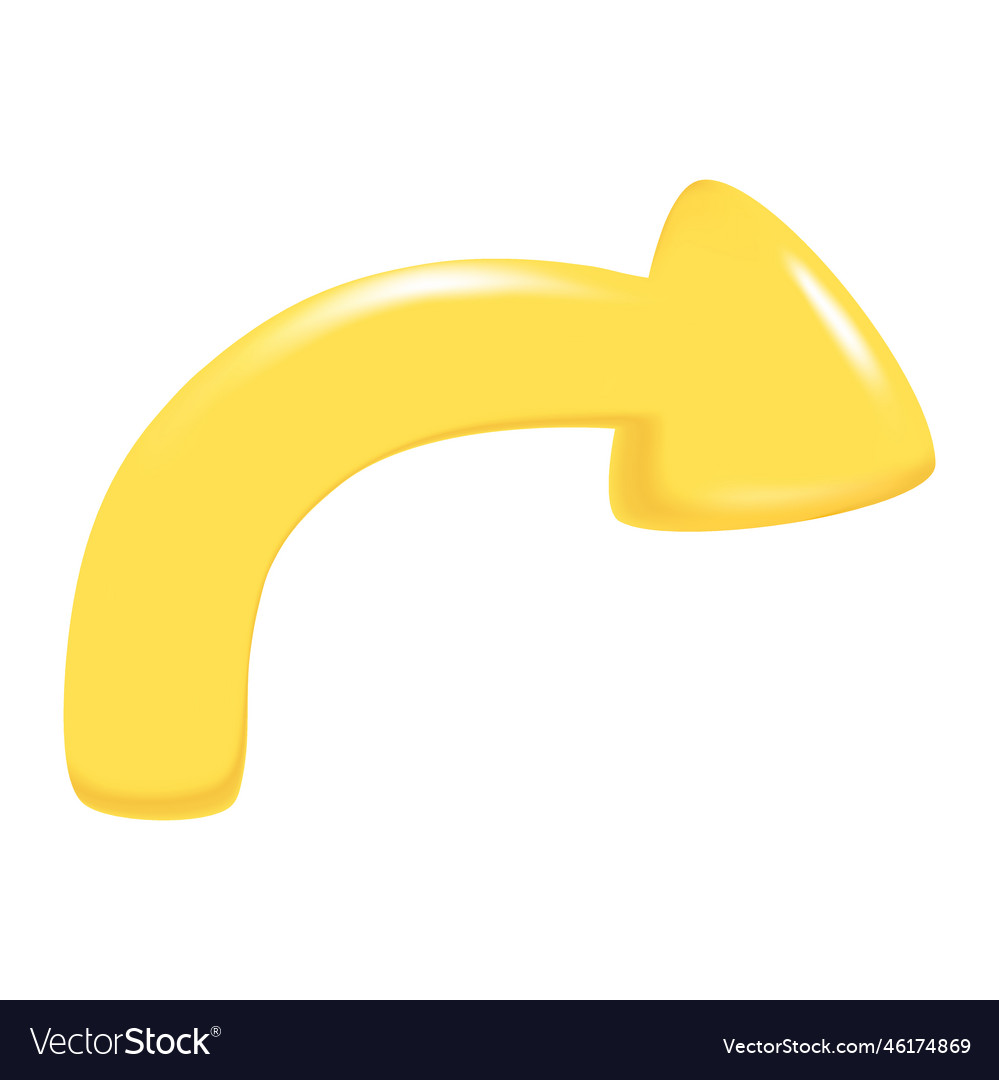 Hand Drawn Realistic Yellow 3d Arrow Shape Vector Image Hand Drawn Realistic Yellow 3d Arrow Shape Vector Image