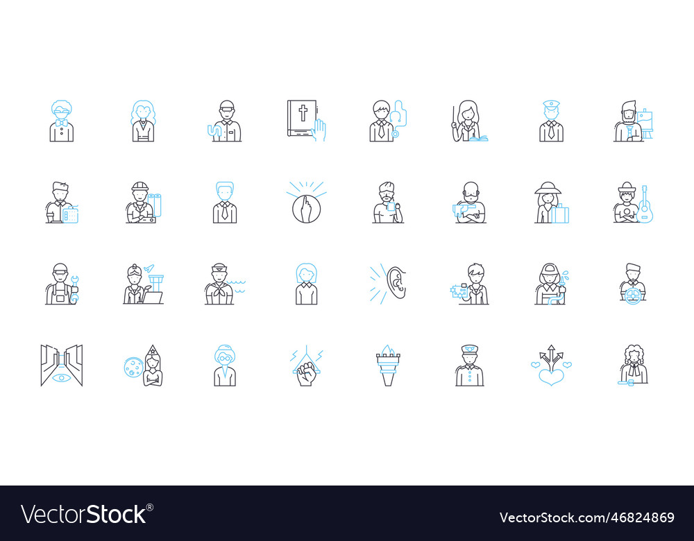 Office manager linear icons set organization vector image Office manager linear icons set organization
