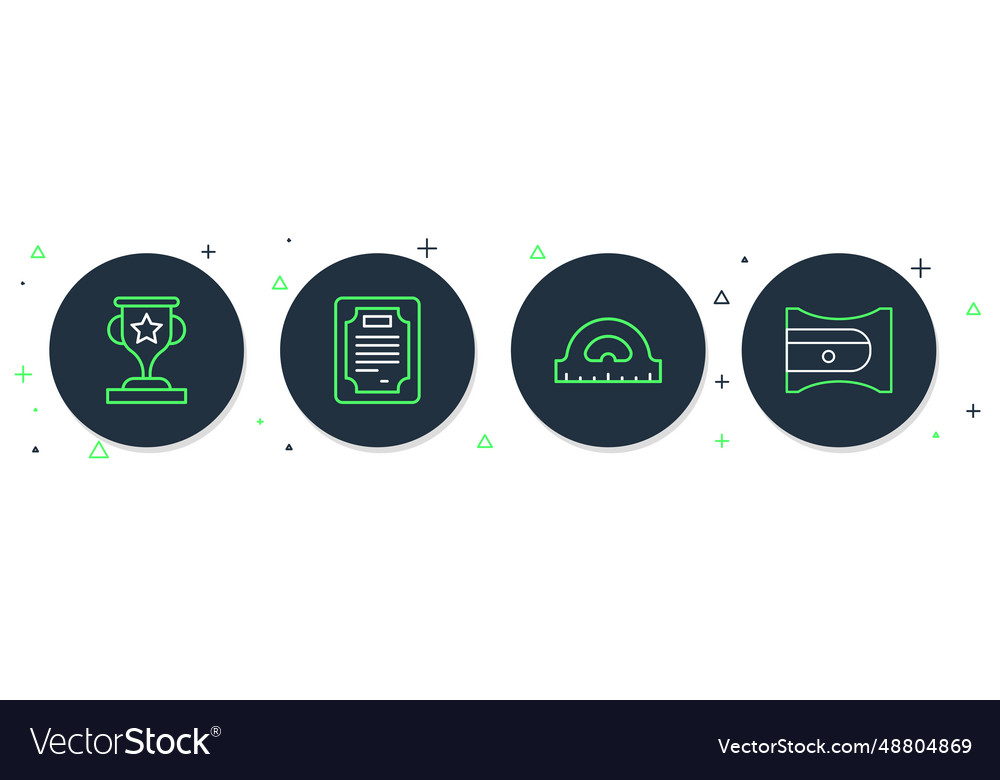 Set line certificate template protractor grid vector image Set line certificate template protractor grid